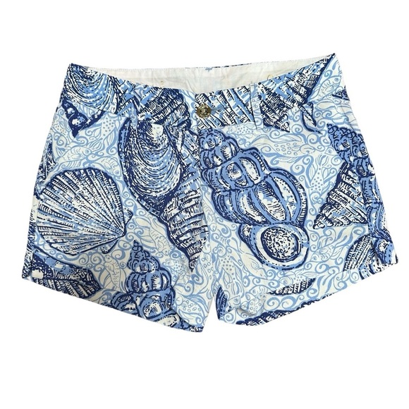Lilly Pulitzer The Callahan Shorts 5” Inseam Blue Peri Pop Up Stuffed Shells - Picture 1 of 10
